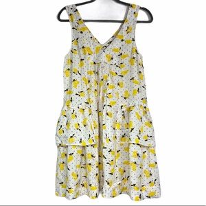 Piamita 100% silk lemon polka dot dress. Small